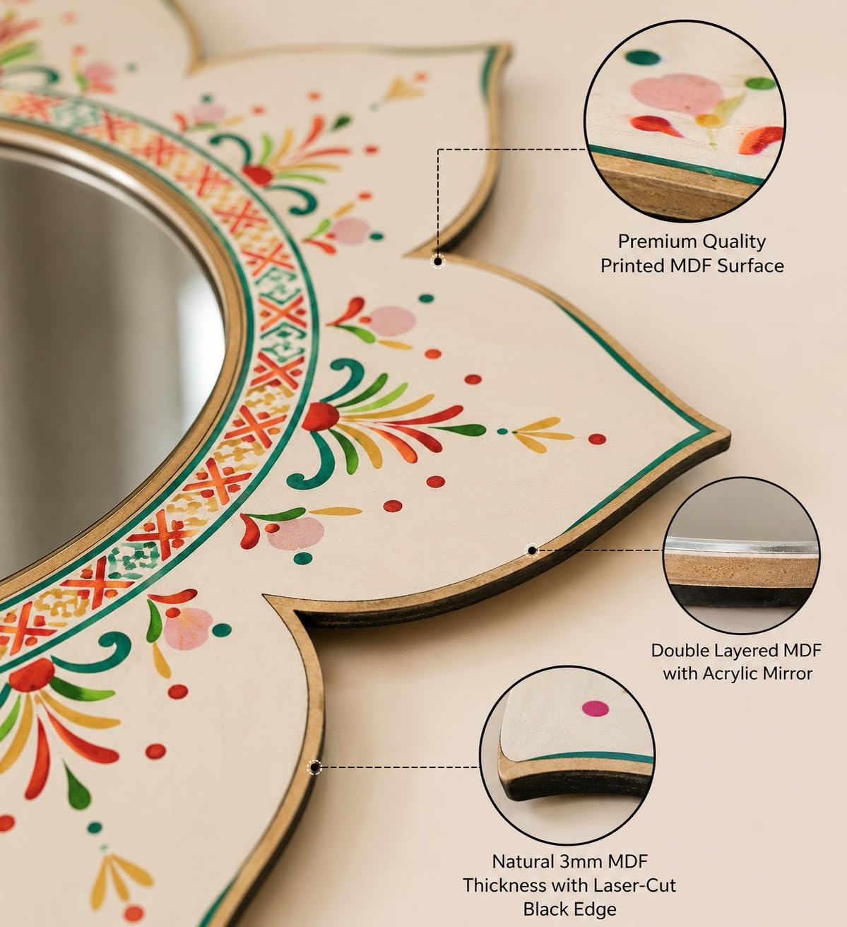 decorative floral mirror wall hanging