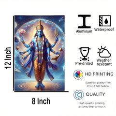 Decorative panel with a神像 design, featuring attributes like aluminum, waterproof, pre-drilled, weather-resistant, HD printing, and high quality.