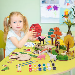 American Elm Wooden Arts and Crafts Kits for Kids Boys Girls Paint Your Own Farm Toys DIY Kids Activities Painting Kits