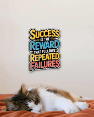 American Elm Motivational Wall Quote Success Is the Reward That Follows Repeated Failures MDF Wall Art for Office, Home