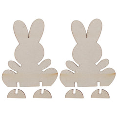 Two wooden bunny shapes on a white background