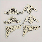 wooden corner embellishments for crafts floral mdf wood cutouts for scrapbooking rustic lace design wedding decor pieces