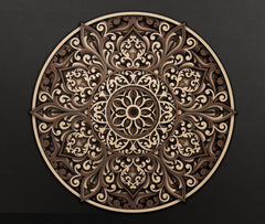 American Elm 7 Layer Flower Mandala Wall Art 3D Wooden Decor MDF Cutout Home Decoration Wall Hanging