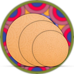 American Elm 3-Piece Art Board Set Pre-Marked MDF Circles for Lippan, Mandala & Art DIY Indian Craft Kit
