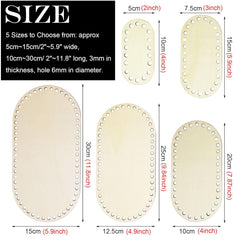 American Elm 5 Piece Oval Basket Bottom Set Wooden MDF Bases for DIY Crochet Bags & Storage Weaving Supplies