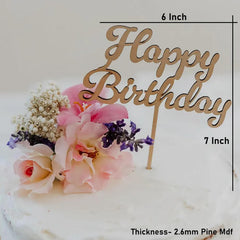 Cliths Wooden Happy Birthday Cake Topper, Cake Decoration, Party Decor Cake Topper for Birthday Family