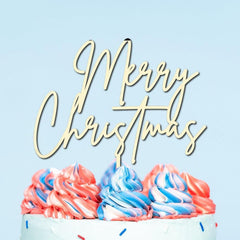 Cliths Rustic "Merry Christmas" Cake Topper Wooden Holiday Decor for Girls' Birthdays, Xmas Parties & Winter Weddings