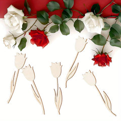 Decorative arrangement of white roses, red roses, and white tulips on a red background.