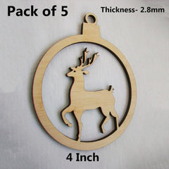Wooden ornament with deer design on a plain background