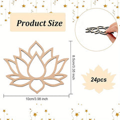 American Elm 24 Pcs Wooden Lotus Cutouts Floral Shapes for DIY Crafts Art Projects Wall Décor Painting Activities Festival Decor Mandala Theme Design School Supplies