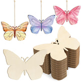 Colorful butterfly decorations with a stack of plain butterfly cutouts on a white background
