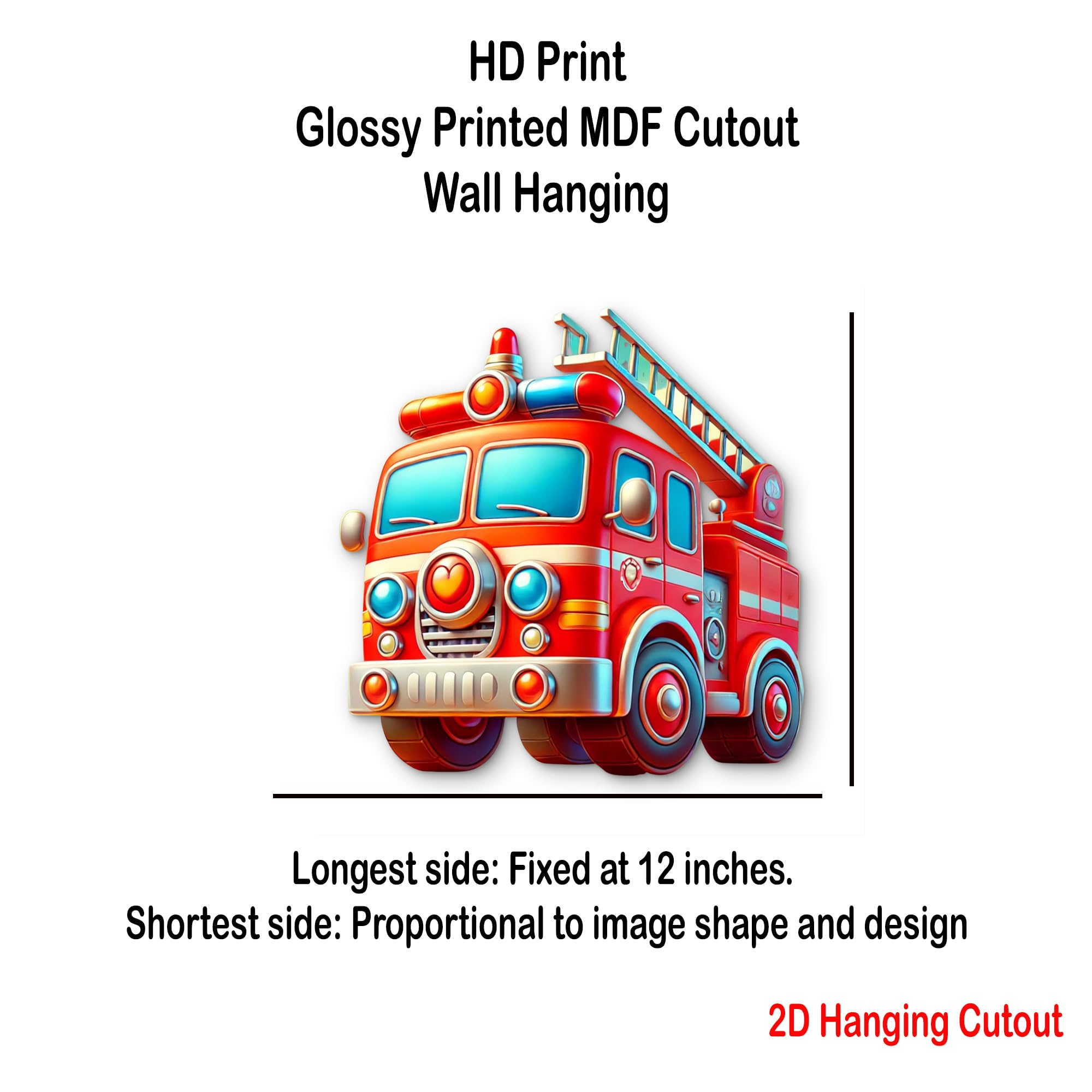 3d mdf toy truck wall decor for kids' bedroom