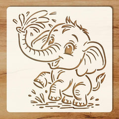 Reusable Baby Elephant Painting Stencil, PET Plastic DIY Art Template for Canvas, Fabric, Wood, Walls, Scrapbooking and Crafts, Washable Reusable Stencil for Painting