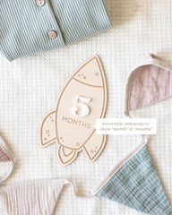wooden baby growth milestone cards interchangeable
