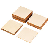 Four stacks of square wooden boards on a white background