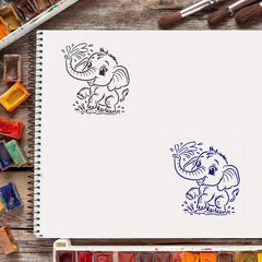 Reusable Baby Elephant Painting Stencil, PET Plastic DIY Art Template for Canvas, Fabric, Wood, Walls, Scrapbooking and Crafts, Washable Reusable Stencil for Painting
