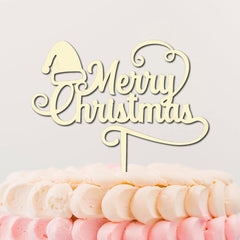 Cliths "Merry Christmas" Cake Topper Wooden Personalized Holiday Decor for Weddings, Birthdays & Xmas Parties