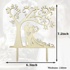 Cliths Wooden Bride and Groom Cake Topper Mr & Mrs Wedding Cake Decoration, Rustic MDF Topper for AnniversarY