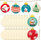 American Elm 50 Pcs Wooden Ornaments Round Circles DIY Craft Set for Holiday Decor