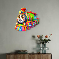 colorful mdf steam engine wall art for nursery design