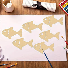 Cliths Wooden Fish Shape Cutouts Craft Base for Painting DIY Ocean Theme
