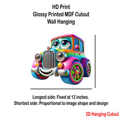 cartoon kids car 3d mdf wall decor cutouts for playroom