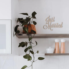 Cliths 'Just Married' Wood Cutout MDF Wedding Sign for DIY Decor & Photo Props 2.7mm Thick