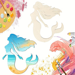 mermaid shaped wooden cutouts