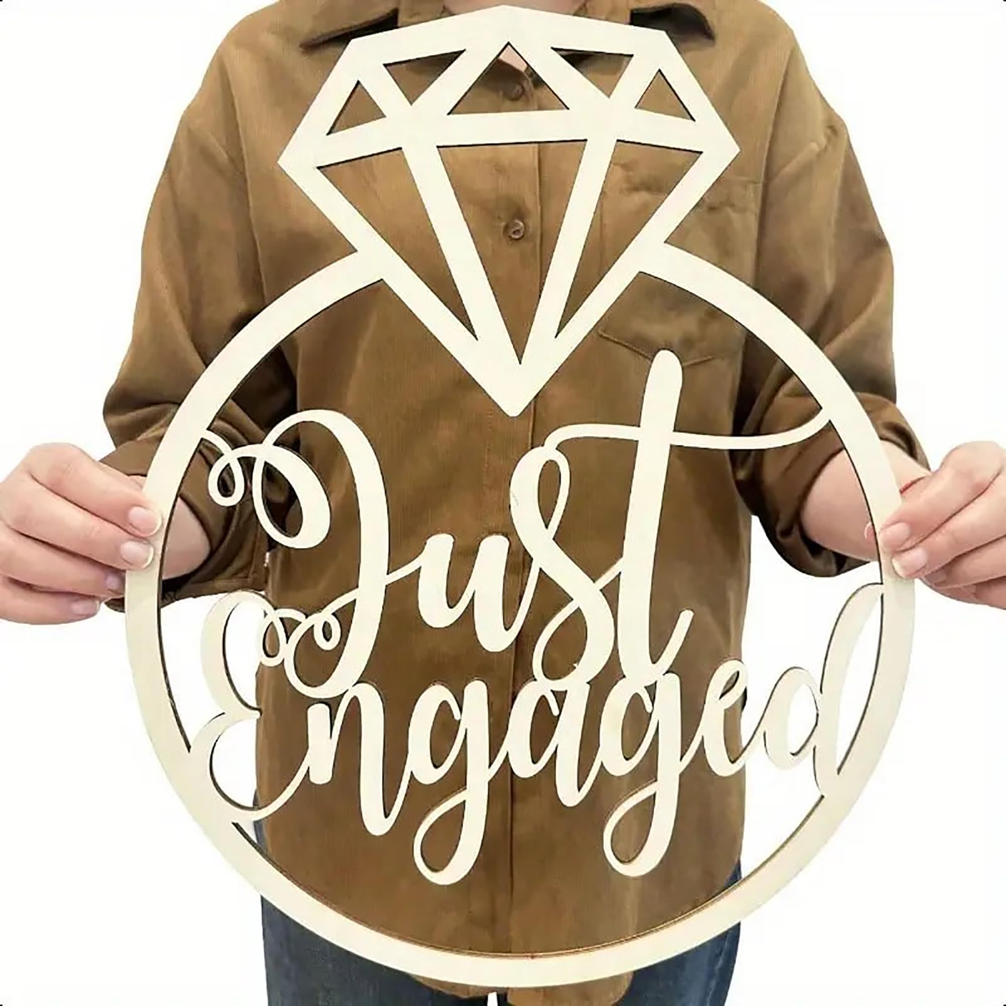 diamond ring wood cutout for engagement celebration