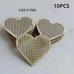 Unfinished wooden heart cross stitch blanks for DIY