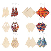 Cliths 60 Pcs Wooden Earring Blanks 6 Rhombus Styles MDF Drop Dangles for DIY Jewelry Making, Lightweight Craft Kit