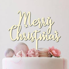 Cliths "Merry Christmas" Cake Topper Sustainable Wooden Holiday Decor for Xmas & Birthday Cakes