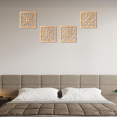 Bedroom with decorative wall art above a bed