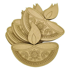 Cliths 12 Pcs Wooden Diya Cutouts for Diwali Decoration DIY Crafts Painting Rangoli Home Decor MDF Art Kit 4 Unique Designs Easy to Colour