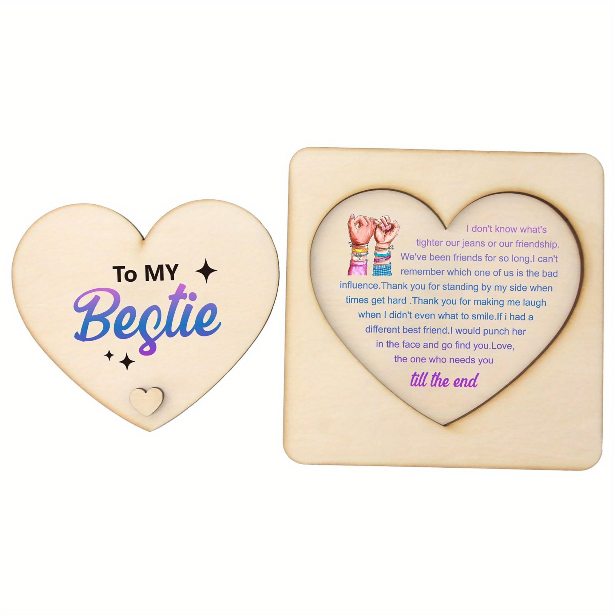 wooden bff heart ornaments for crafts