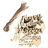 Wooden 'Happy Mother's Day' decoration with tassel on a white background