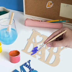 Unfinished wooden "Love Dad" shapes for craft projects