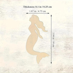 Mermaid silhouette with measurements on a textured beige background