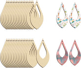 Cliths 50 Pcs Teardrop Wood Earring Blanks Unfinished MDF Jewelry Making Kit for DIY Crafts (Lightweight, Beige)