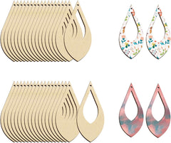 Cliths 50 Pcs Teardrop Wood Earring Blanks Unfinished MDF Jewelry Making Kit for DIY Crafts (Lightweight, Beige)