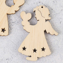 holiday craft wooden angel heart cutouts