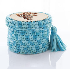 Cliths 3 Pcs Natural Wooden Basket Base with Rose Design Crochet Knitting Weaving DIY Craft Supplies for Home Decoration