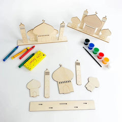 Cliths Wooden Paint Your Own Masjid DIY Kit Ramadan & Eid Activity Muslim Wooden Decor for Home & Table DIY Mosque Craft