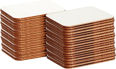 Stacks of cardboard boxes with white lids on a white background