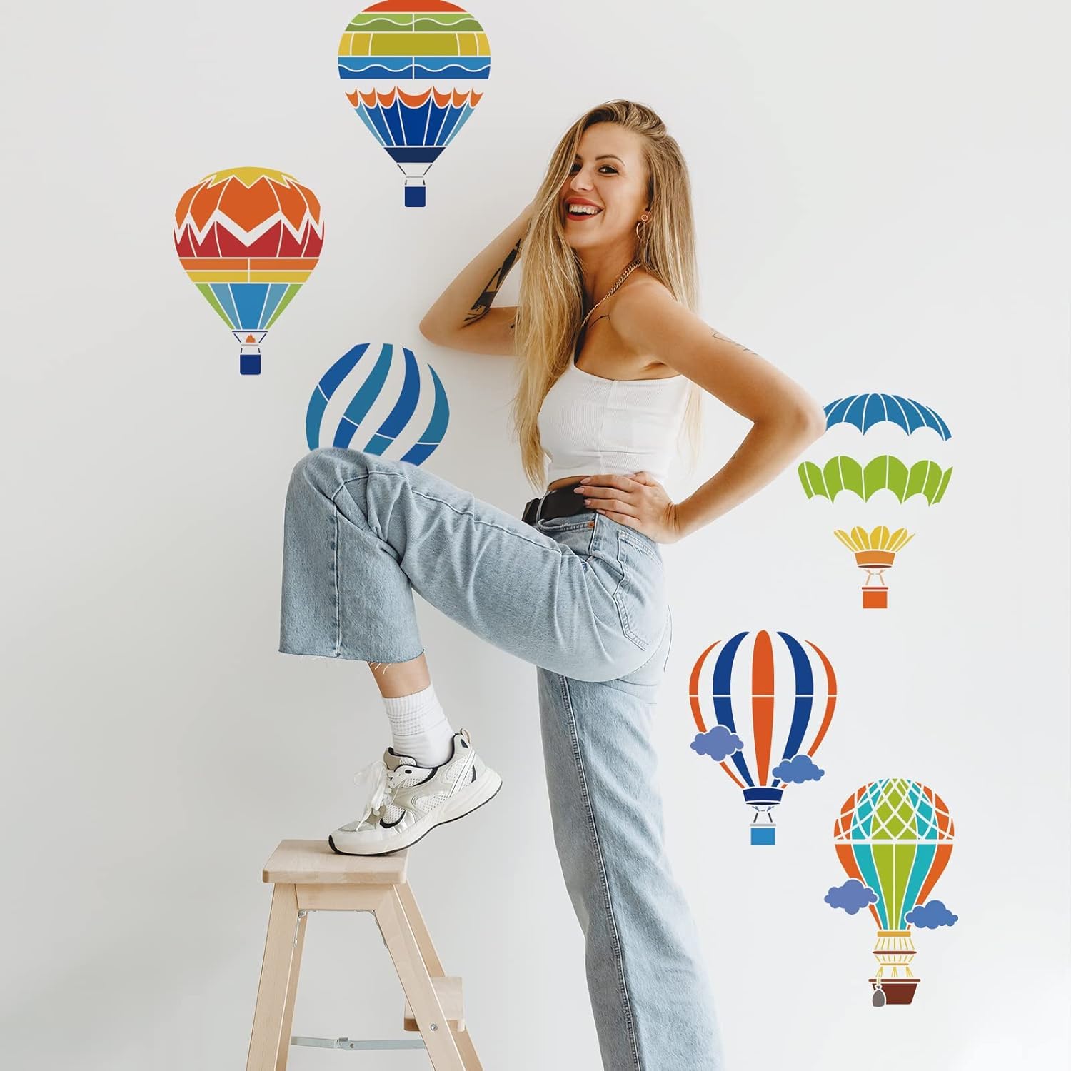 wall stencil for kids room balloon decor