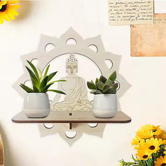 spiritual wooden buddha wall art for peaceful ambiance
