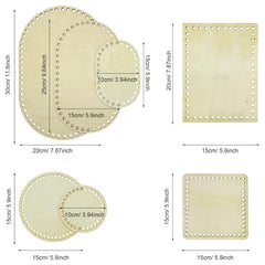 Set of wooden coasters with dimensions labeled
