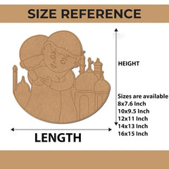 Size reference chart for a decorative cutout with dimensions indicated.