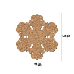 Decorative wooden cutout with floral patterns on a white background