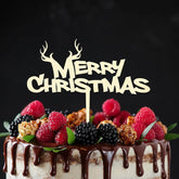Cliths "Merry Christmas" Cake Topper Wooden Holiday Party Decor for Birthdays, Anniversaries & Xmas Celebrations